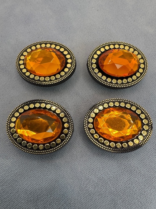 Accessories - Vintage Amber Color Oval Button Covers (Set of 4)